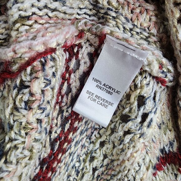 Womens Cato Beige Red Striped Open Knit Sleeveless Cardigan Vest Acrylic 22/24 - Picture 5 of 10